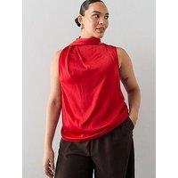 The Very Collection Curve Drape Neck Sleeveless Blouse - Red