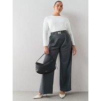 The Very Collection Curve Buckle Detail Wide Leg Stretch - Dark Grey