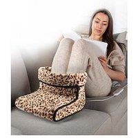 Carmen Faux Fur Electric Heated Foot Warmer, Leopard Print