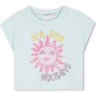 Billieblush Girls Sun Sequin Short Sleeve T-Shirt - Green