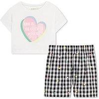 Billieblush Girls Gingham Shorts And T-Shirt Set - White