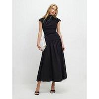 River Island Short Sleeve Hybrid Drape Maxi Dress - Black