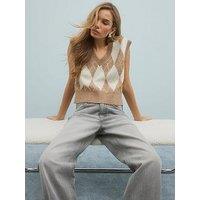 River Island Argyle Knitted Vest - Brown