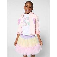 Billieblush Girls Sequin Pocket Denim Jacket - Pink