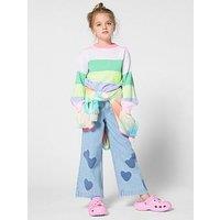 Billieblush Girls Heart Wide Leg Jeans - Blue
