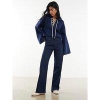 River Island Relaxed Straight Boy Stripe Jeans - Blue