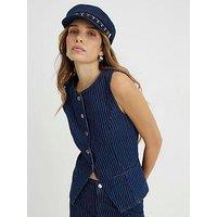 River Island Denim Striped Waistcoat - Blue
