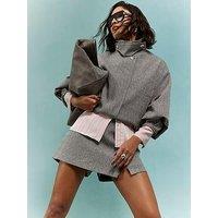 River Island Funnel Neck Bubble Hem Bomber - Brown