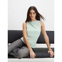 River Island Short Polyamide Slash Neck Top - Green