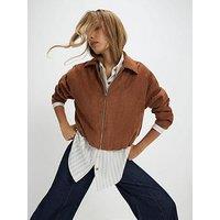 River Island Suedette Bubble Hem Bomber - Orange