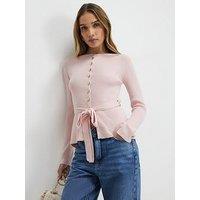 River Island Waisted Cardi - Pink