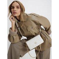 River Island Embossed Monogram Cross Body Bag - Cream
