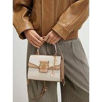 River Island Monogram Panelled Mini Tote Bag - Beige