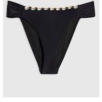 River Island Whipstitch Shell Bikini Brief - Black