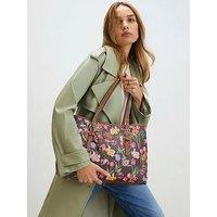 River Island Floral Monogram Buckle Shopper Bag - Brown