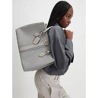 River Island Jacquard Stripe Monogram Shopper Bag - Grey