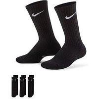 Nike Kids Everyday Cushioned Crew Socks (3 Pairs) - Black