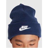 Nike Big Kids Girls Soft Lined Turn-Up Beanie Hat - Navy