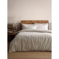 Appletree Yarn Dyed Woven Thin Stripe Duvet Cover Set In Natural