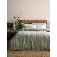 Appletree Yarn Dyed Woven Wide Stripe Duvet Cover Set In Green