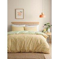 Fusion Retro Daisy Floral Duvet Cover Set In Yellow King
