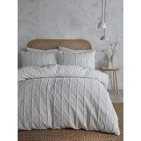 Serene Crinkle Stripe Duvet Cover Set In White