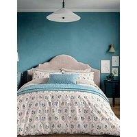 Land & Shore Ellas Cross-Stitch Cover Set 100% Cotton Green