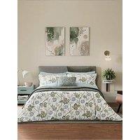 Bedeck Of Belfast Emira 100% Cotton Standard Pillow Case Pairs Soft Teal & Green