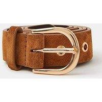 Accessorize Leather Eyelet Belt - Brown