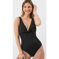 Accessorize Knot Front Shaping Swimsuit - Black