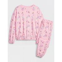 The Very Collection Girls Popcorn Print Fleece Cosy Long Sleeve Pyjamas - Pink