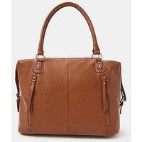 Accessorize Double Zip Front Shoulder Bag - Brown