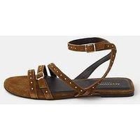 Accessorize Stud Suede Strappy Sandals - Green Khaki