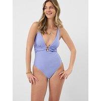 Accessorize Plunge Shimmer Swimsuit - Blue