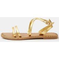 Accessorize Strappy Leather Sandals - Gold