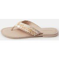Accessorize Mother Of Pearl Embellished Flip Flops - Cream