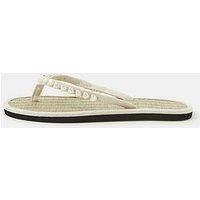Accessorize Heart Bead Seagrass Flip Flops - Cream