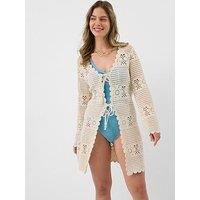 Accessorize Crochet Tie Front Kaftan - Cream