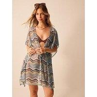 Accessorize Zig Zag Crochet Mini Kaftan - Multi