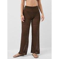 Accessorize Crochet Knit Trousers - Brown