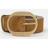 Accessorize Textured Buckle Leather Belt - Brown