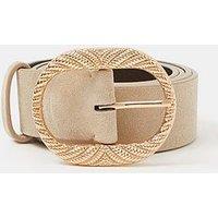 Accessorize Textured Buckle Leather Belt - Mink