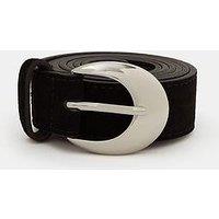 Accessorize Oval Buckle Suede Belt - Black