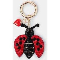 Accessorize Beaded Love Bug Bag Charm - Red