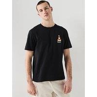 Double A By Wood Wood Cone Graphic & T-Shirt - Black