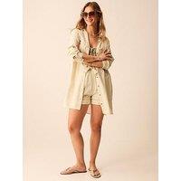 Accessorize Lace Trim Beach Cover Up Shirt - Brown