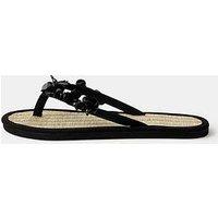 Accessorize Sequin Embellished Seagrass Flip Flops - Black