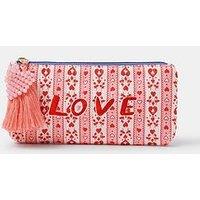 Accessorize Heart Print Pencil Case - Red