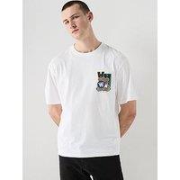 Double A By Wood Wood Stickers Chest Logo T-Shirt - White