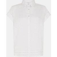 Accessorize Lace Trim Linen Shirt - White